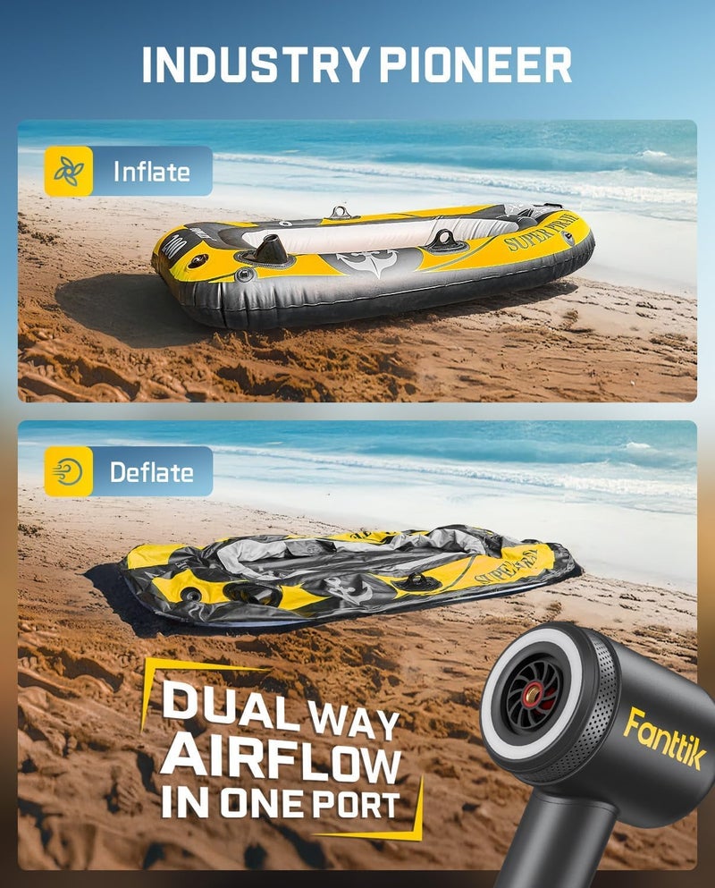 Fanttik X9 Classic Inflator/Blower 2-IN-1, Tire Inflator Portable Air Compressor with Light and Power Bank, 150PSI Cordless Air Pump for Car, Motorcycle, Bike, Ball, Air Mattress, Kayak, Swimming Ring - Image 5